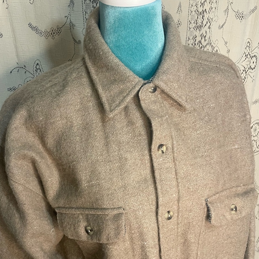 Navy blue: wool blend button down - Picture 3 of 5